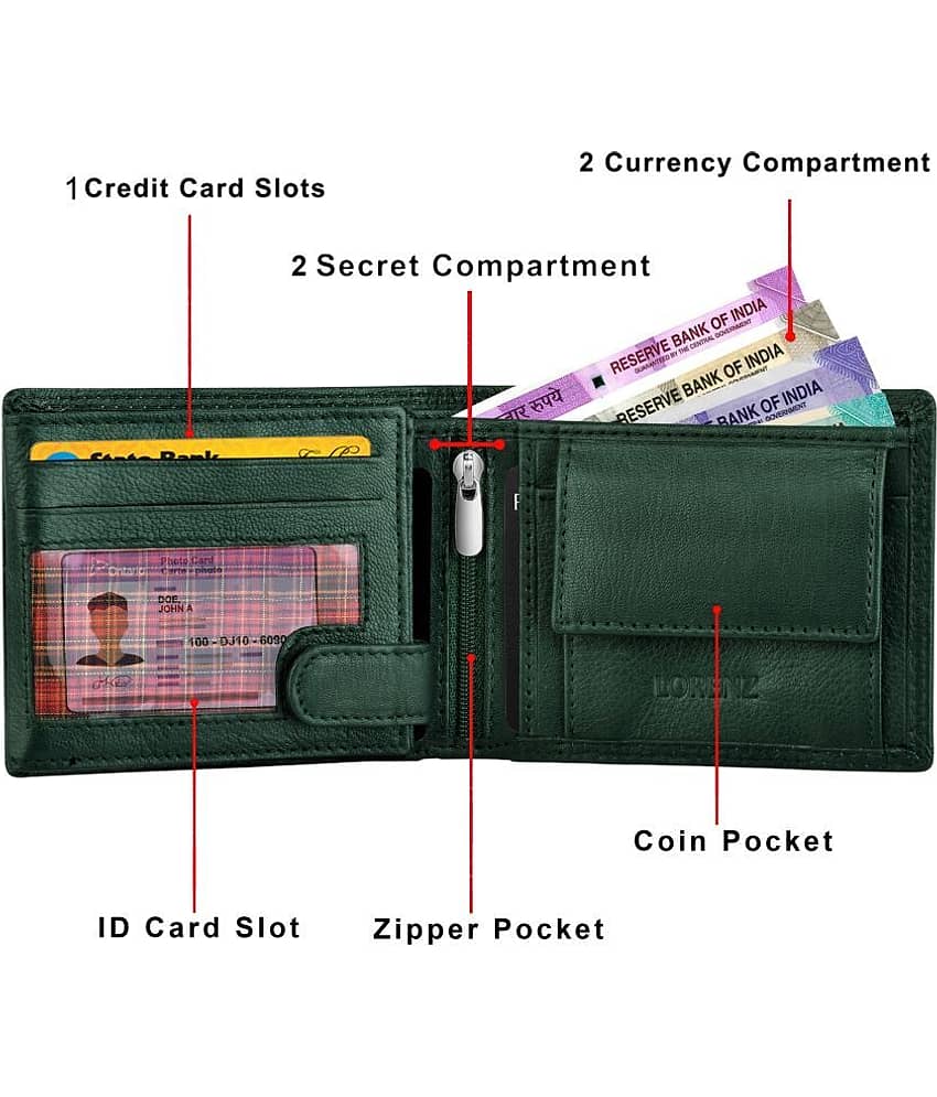 Lorenz Blue 100% Leather Men's RFID Wallet ( Pack of 1 ) view 2