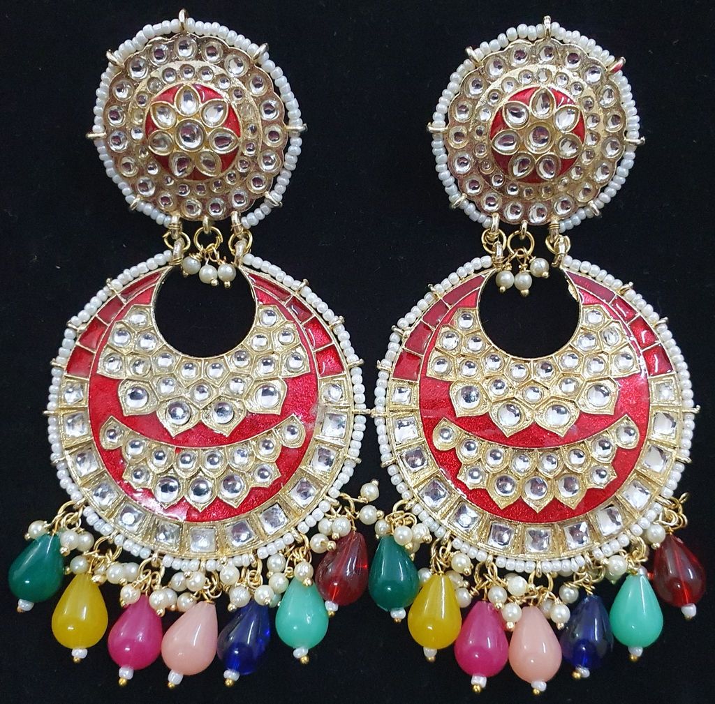 Kundan Beautiful Partywear Long Earrings view 2