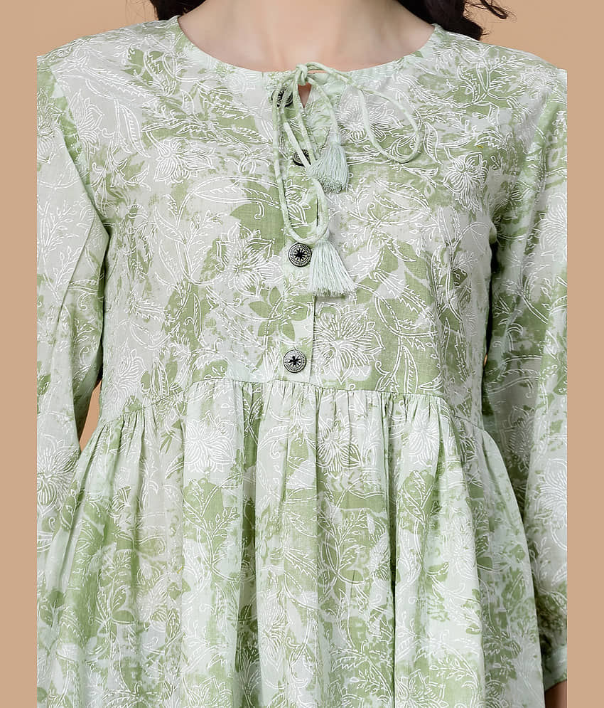 GOD BLESS Women's Viscose Peplum Top ( Green ) view 2