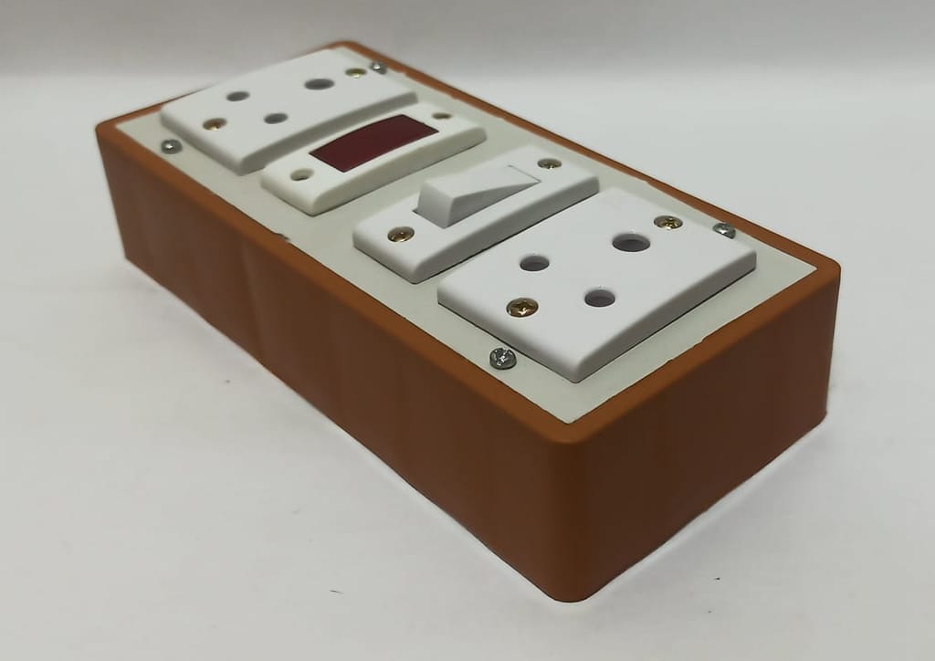 6A 2 Sockets (3 Pin Socket) & 1 Switch Extension Box with Indicator, 16A Plug & 10m Wire view 2