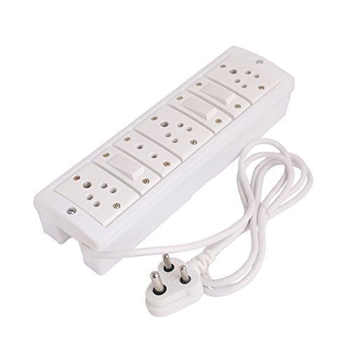 INDRICO Spike Guard 2 M Fitted with Anchor Switches (3 Switches+3 Socket+ 1 Two Pin) (White) view 2