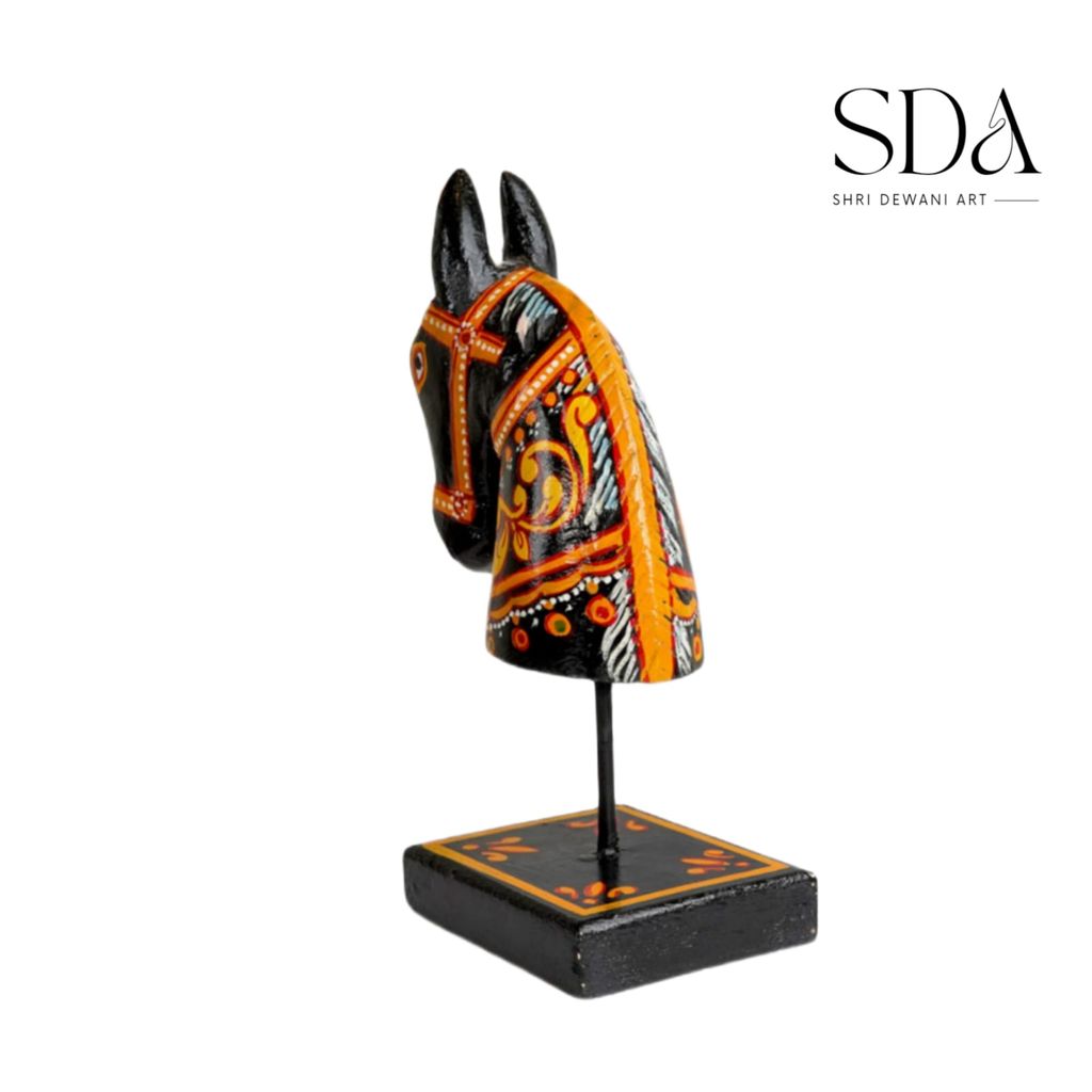 Wooden Hand-Painted Horse Stand For Home Decor, Living Room Decor, Bedroom Decor, Handmade Wooden Horse, Wooden Gift Item view 2