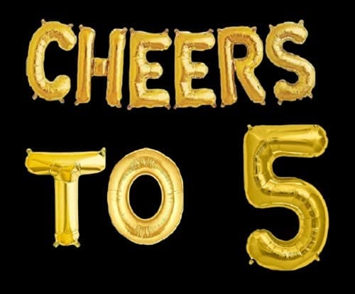 Partyzon Gold Cheers to Birthday Foil Balloon Combo Party Decoration for Anniversary Celebration 16 Inches view 2