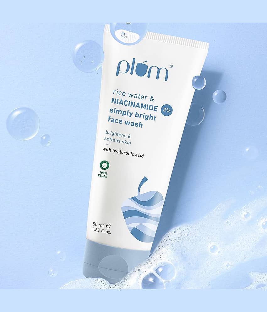 Plum 2% Niacinamide With Rice Water For Bright, Soft Skin | Non-drying, Gentle Face Wash (50 ml) view 2
