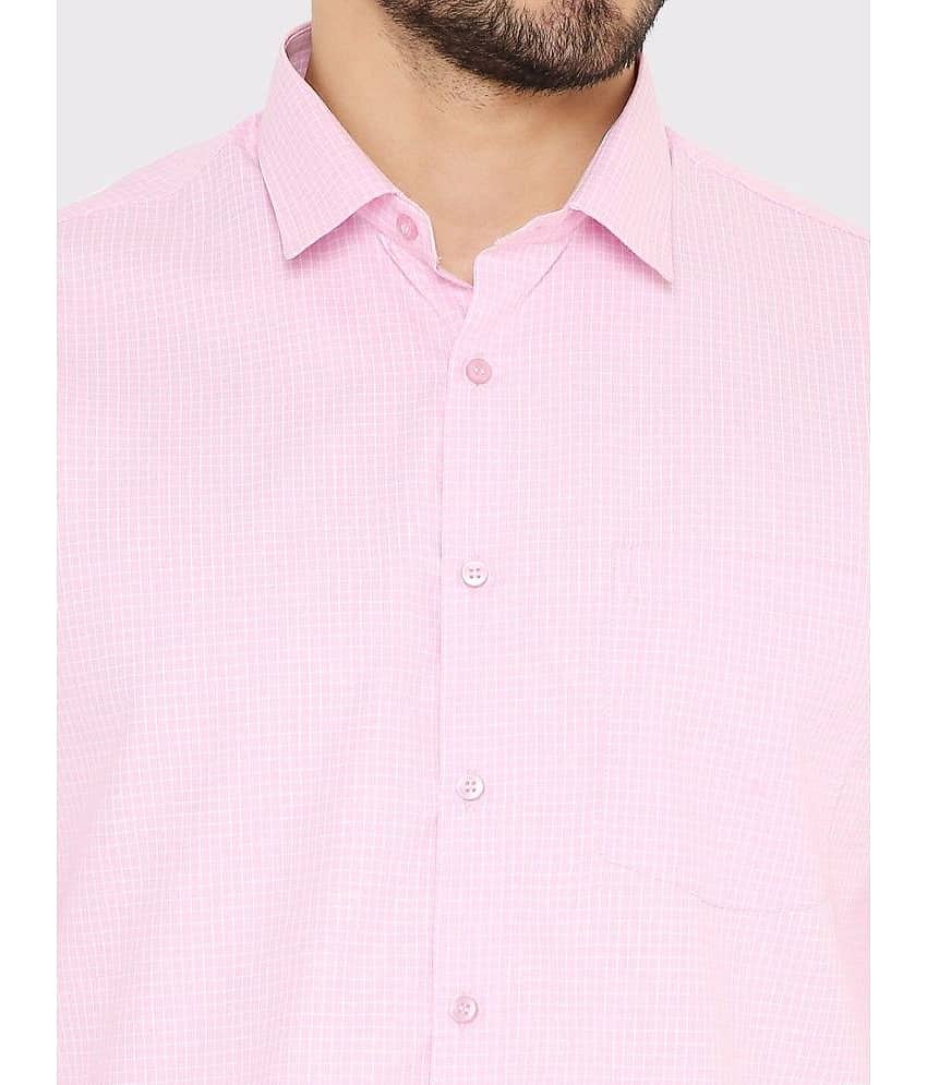 Maharaja Cotton Blend Slim Fit Checks Full Sleeves Men's Casual Shirt - Pink ( Pack of 1 ) view 2