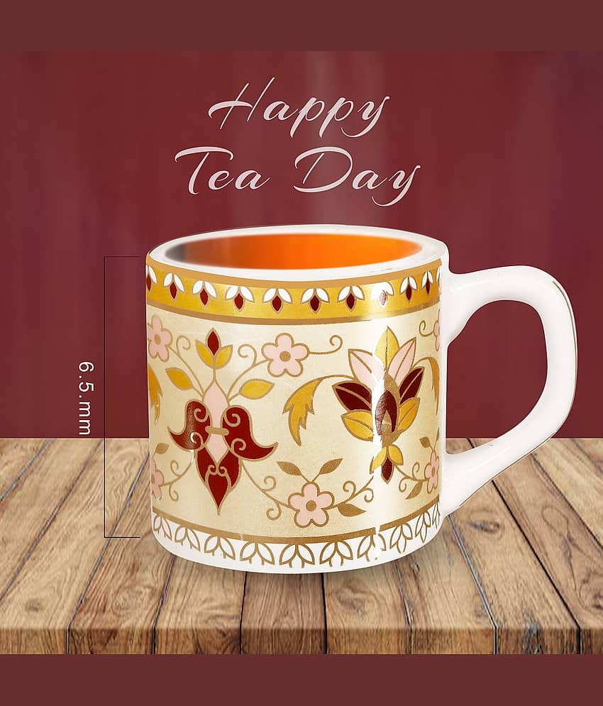 Hala Moondust Printed Ceramic Tea Cup 150 ml ( Pack of 6 ) view 2