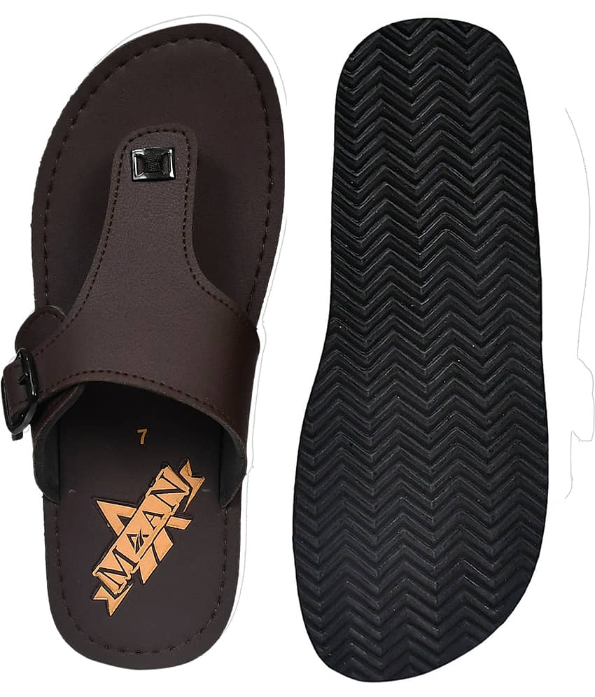 MAAN Brown Men's Thong Flip Flop view 2