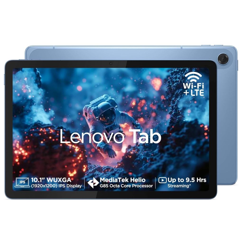 Lenovo Tab|ZAEJ0174IN| 10.1" Display| 4G (LTE) + Wi-Fi (Calling)| 4GB RAM + 128GB ROM (Expandable up to 1 TB)| Metal Body| Dual Speakers with Dolby Atmos| Android 14| Color: Polar Blue
