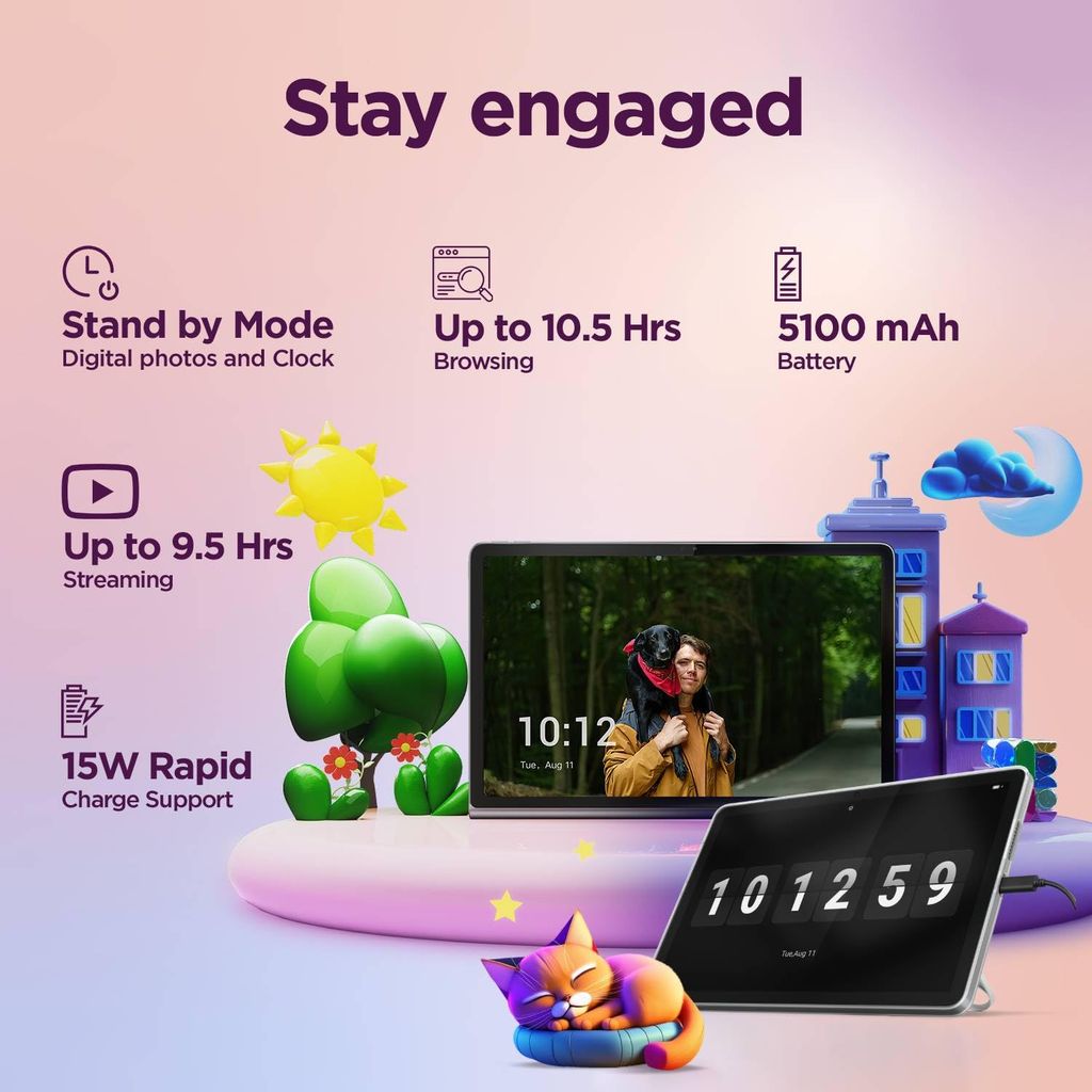 Lenovo Tab|ZAEJ0174IN| 10.1" Display| 4G (LTE) + Wi-Fi (Calling)| 4GB RAM + 128GB ROM (Expandable up to 1 TB)| Metal Body| Dual Speakers with Dolby Atmos| Android 14| Color: Polar Blue view 2