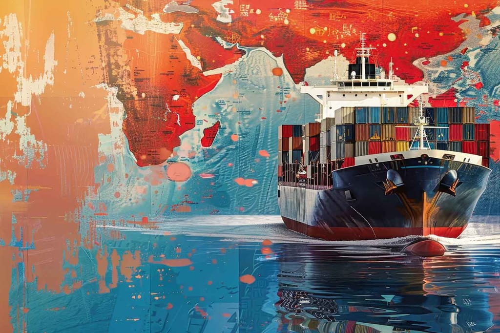 LARGE CONTAINER SHIP WALLART 24in X 16in WITH BLACK FRAME view 2