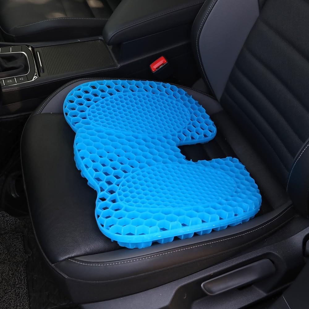 EZYFIT Medical-Grade Gel Seat Cushion for Tailbone Pain, U-Shape Honeycomb Design with Non-Slip Cover, Breathable Coccyx Cushion for Back, Spine & Long Sitting � Chair & Car Use view 2