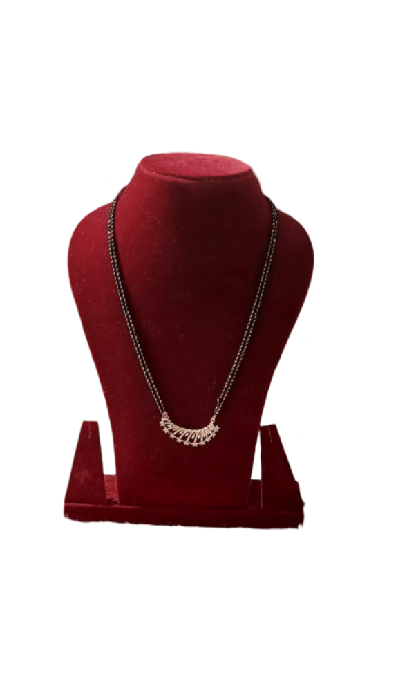 Black Beads Mangalsutra With Cubic Zirconia Stones view 2