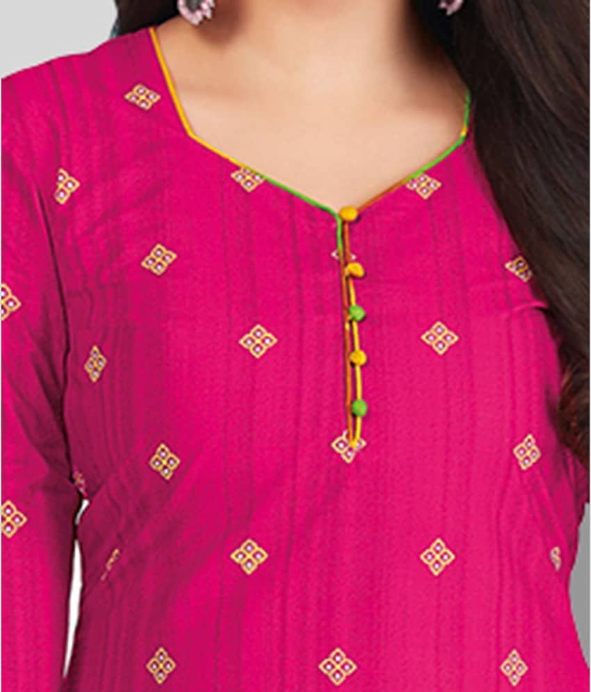 shree jeenmata collection Pink Cotton Unstitched Dress Material view 2
