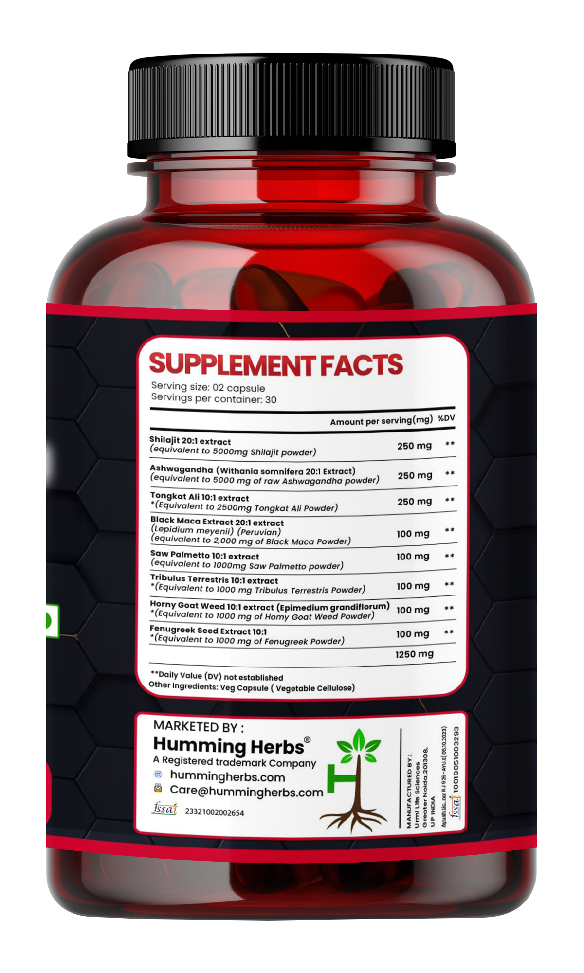 Humming Herbs TESTO RISE PRO 9X | 8-in-1 Strength & Stamina Supplement with Shilajit, Ashwagandha & Tribulus - Natural Energy & Vitality Capsules for Men view 2