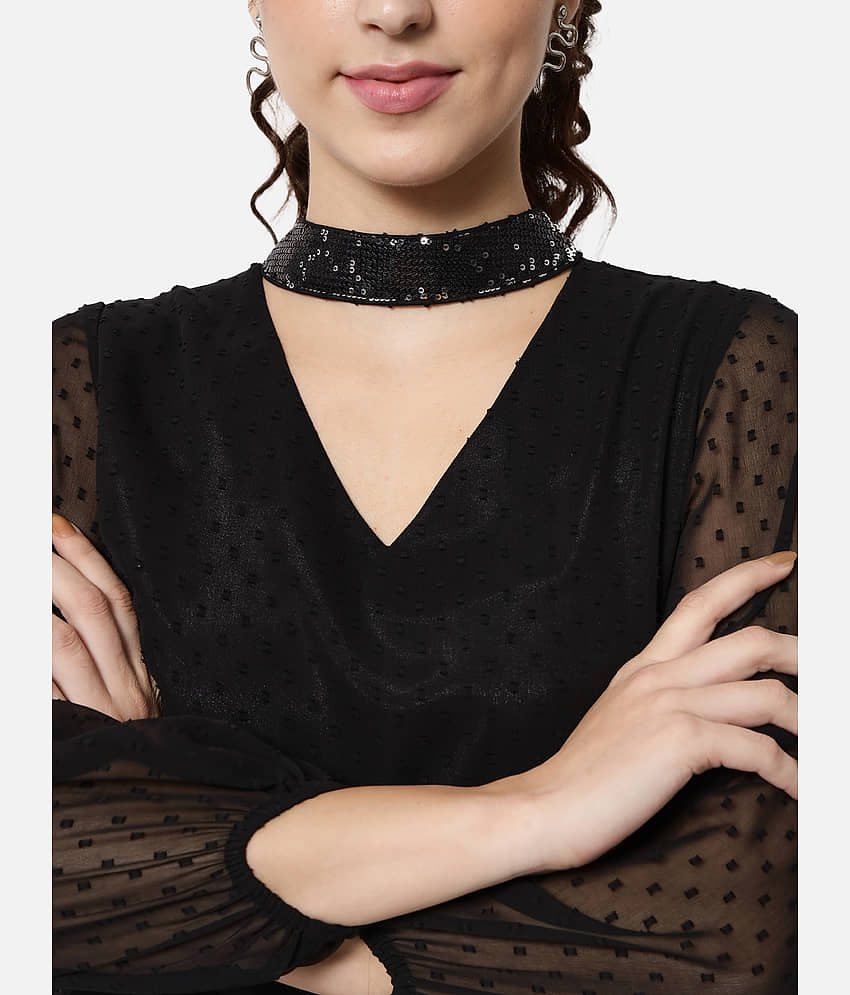 ALL WAYS YOU Women's Georgette Regular Top ( Black ) view 2