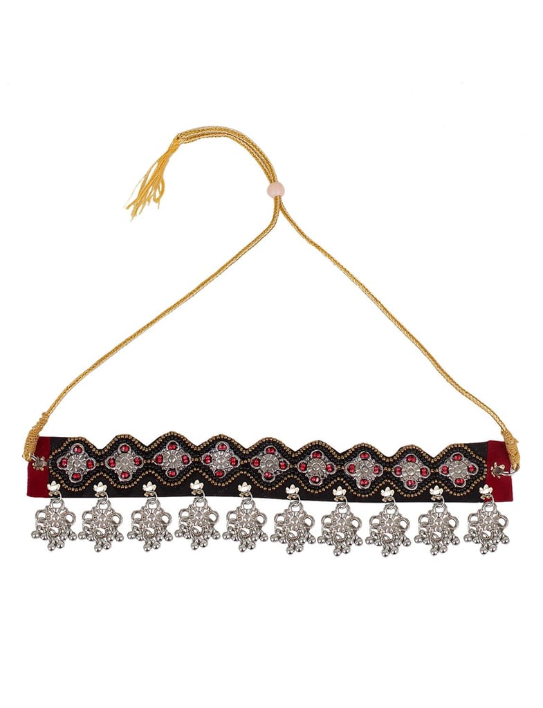 Cardinal Oxidized Multicolor Beads Weaving Choker Geometric Design Necklace Set view 2