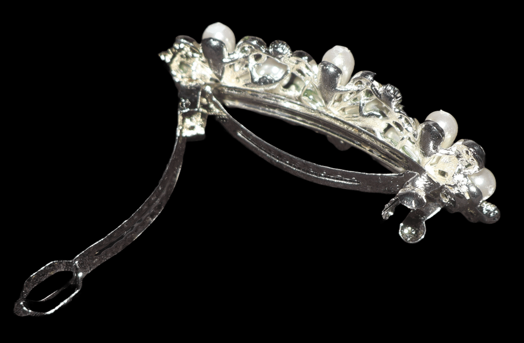 Floral Hair Accessory with Pearls and Crystals view 2
