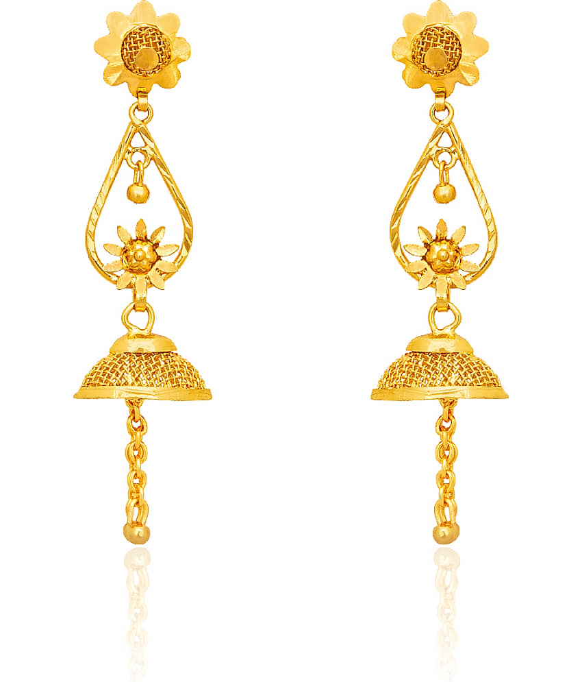 LUV FASHION Golden Stud Earrings ( Pack of 1 ) view 2