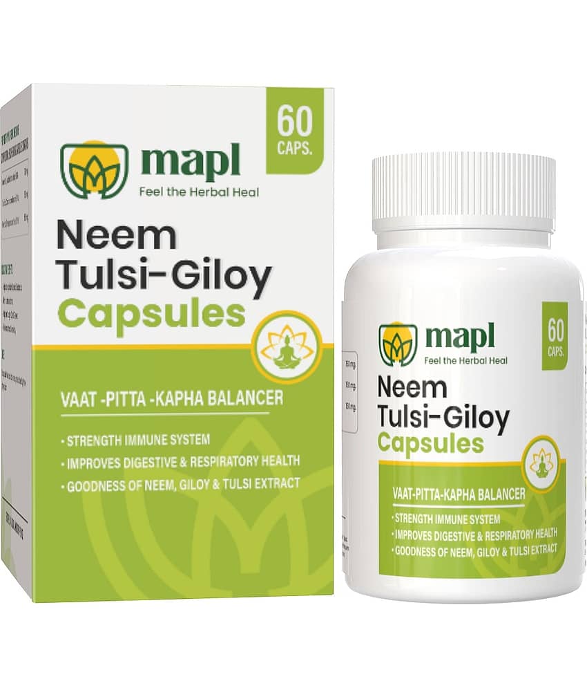 MAPL Neem Giloy Tulsi Capsules for Immunity Support, Ayurvedic Wellness, Vata-Pitta-Kapha Balance, Detox & Overall Health - 60 Capsules
