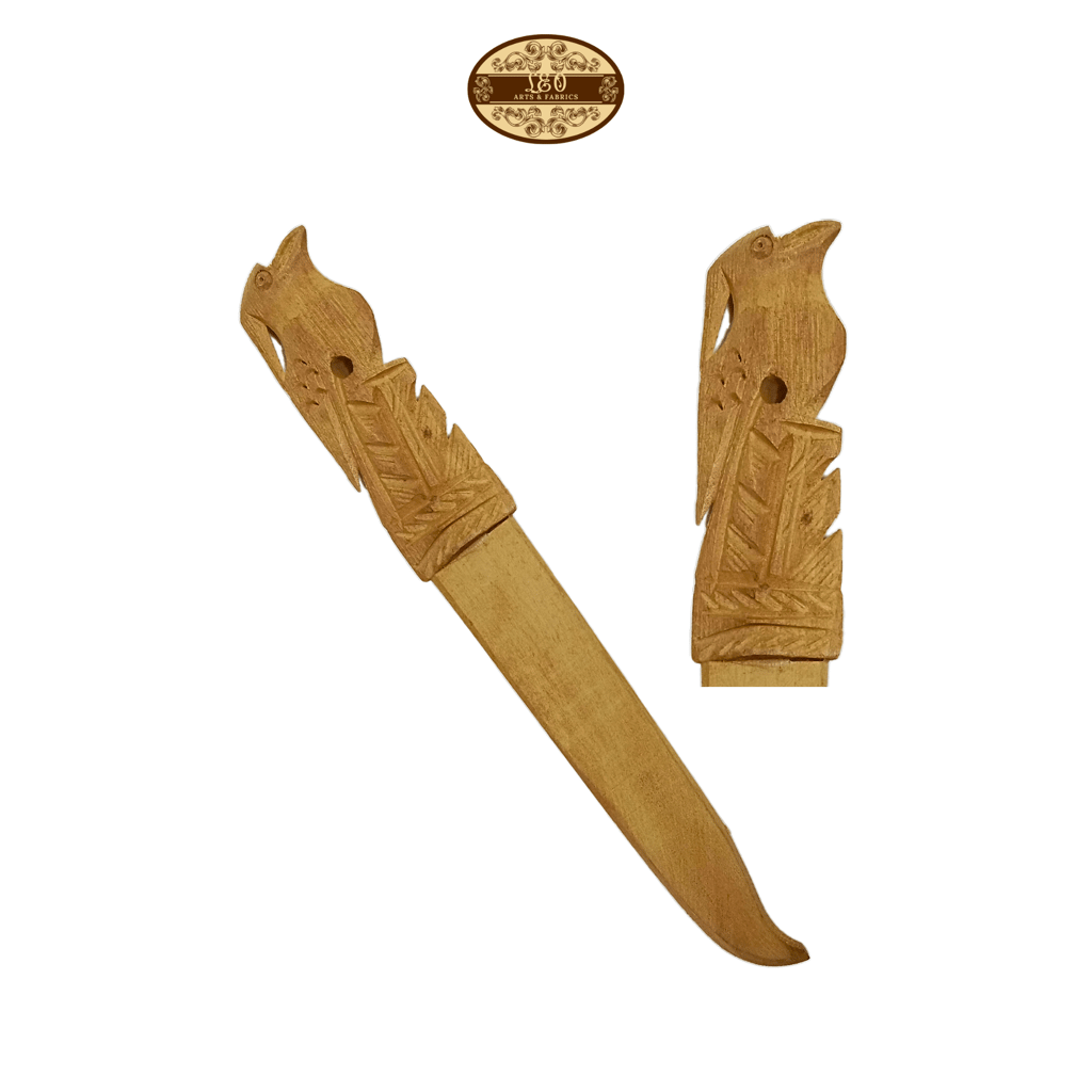 Handcrafted Wooden Paper Cutter, 7 inch, Bird Figurine with Hairdo at Top, Pack of 2 view 2