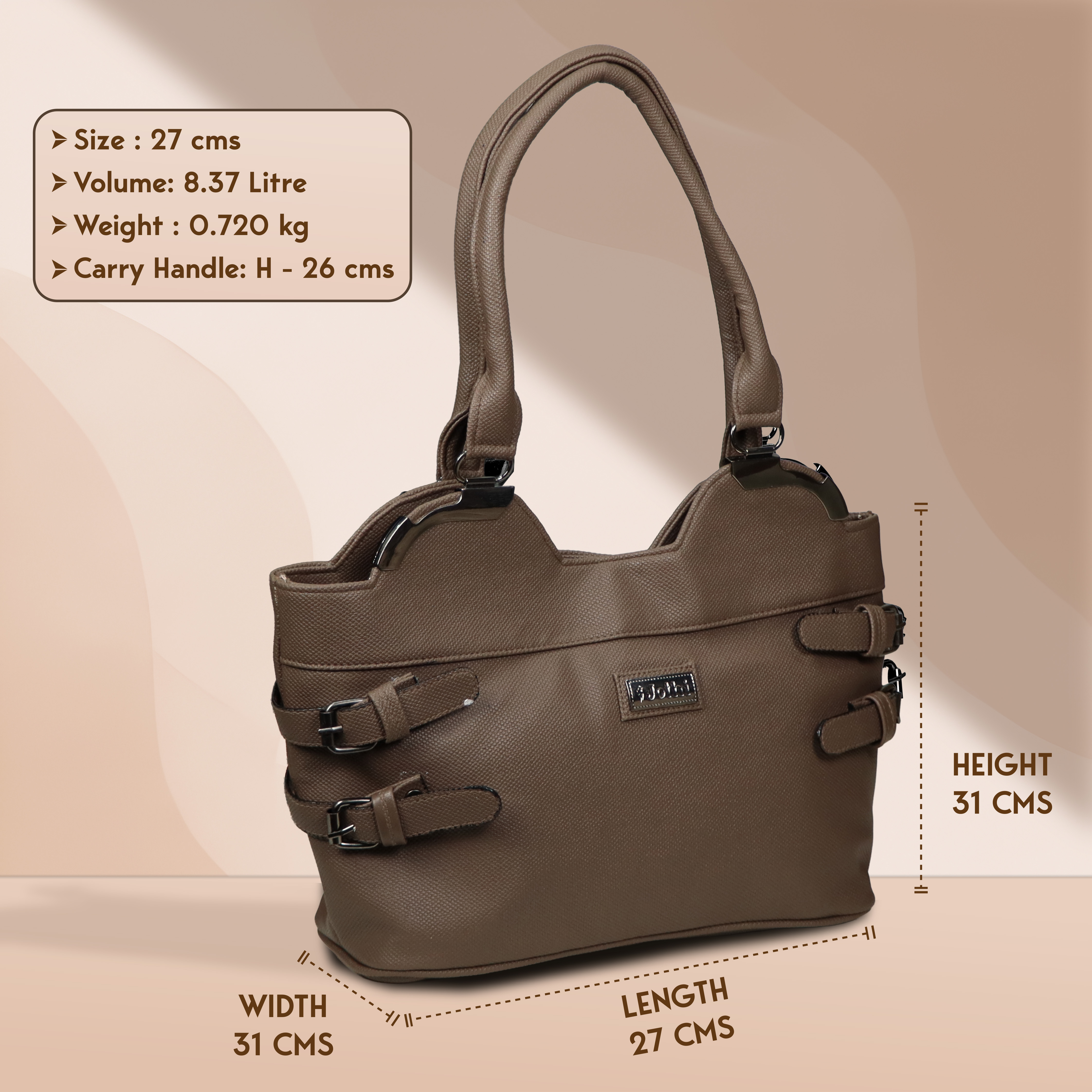 Jothi Apex Premium Handbag | Stylish Synthetic Leather Bag | Multi-Compartment Design | Comfortable Carry Handles | Water-Resistant & Durable | Available in Multiple Colors view 2