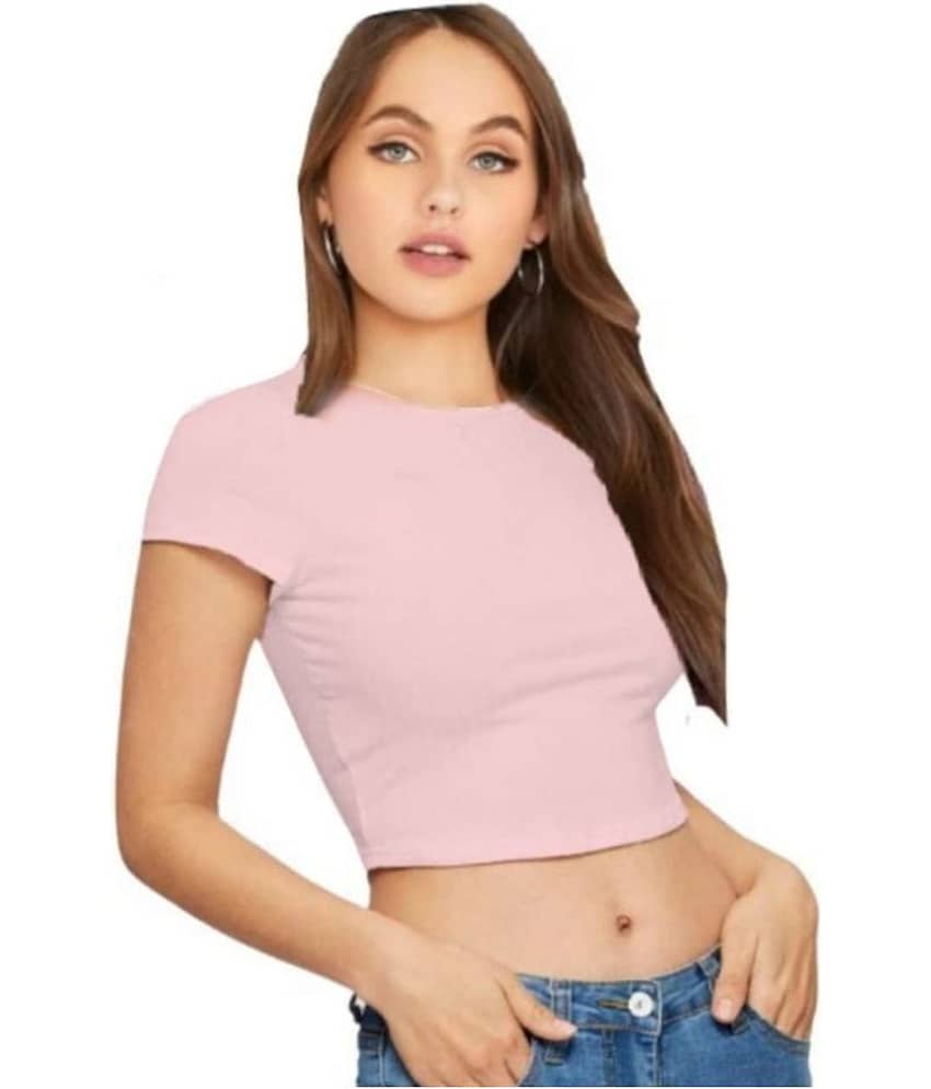 Dream Beauty Fashion Women's Cotton Blend Crop Top ( Pink ) view 2