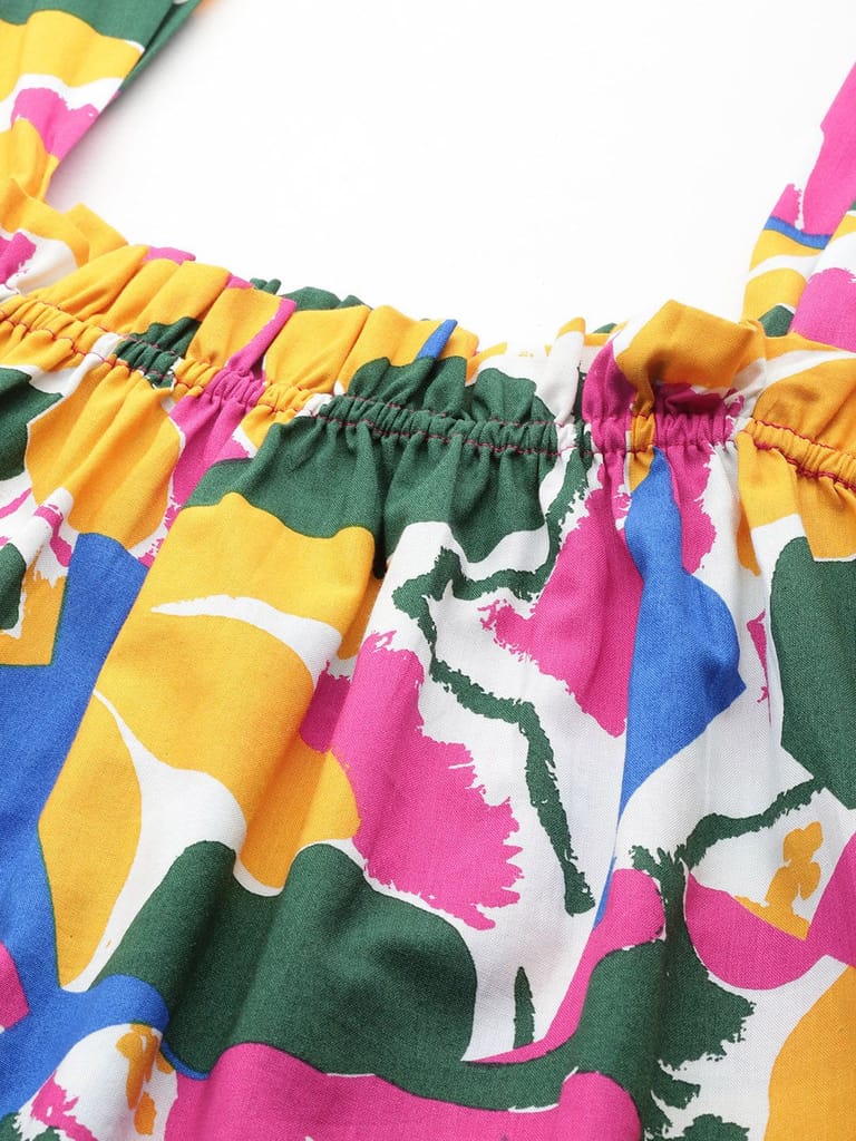 Printed Cotton A-line Dress view 2