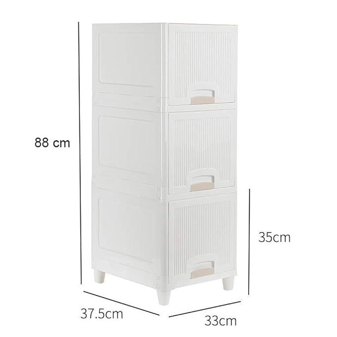 Panchhi Store Cupboard for Bedroom 3 Tier Plastic Wardrobe Cupboard for Storage Foldable Wardrobe for Clothes Modular Kitchen Cabinet Space Saving Collapsible Wardrobe for Room Office Kitchen Bathroom view 2