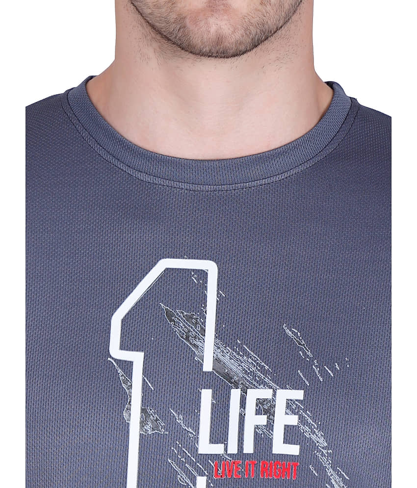 life dream Cotton Blend Regular Fit Printed Half Sleeves Men's Round T-Shirt - Blue ( Pack of 1 ) view 2