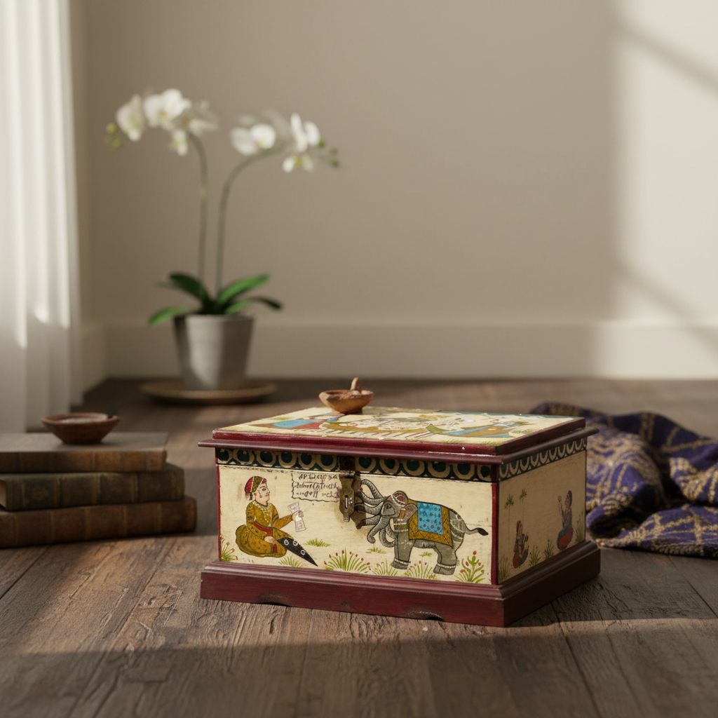 Wooden Antique Makeup Box & Jewelry Box view 2