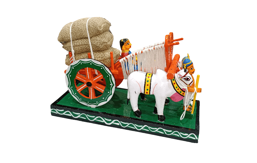 Handcrafted Wooden Bullock Cart Showpiece for Home Decor view 2