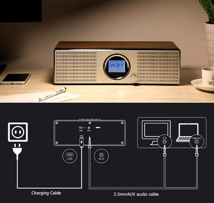 Joyroom JR-M20 Bluetooth Speaker USB Port Fm Radio Mp3 Player Alarm Clock view 2