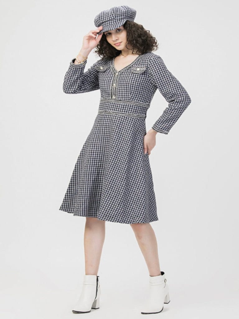 Winter Monochrome Tweed Dress view 2