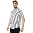 Mufti White & Black Peached Stripe Slim Fit Casual Shirt view 2