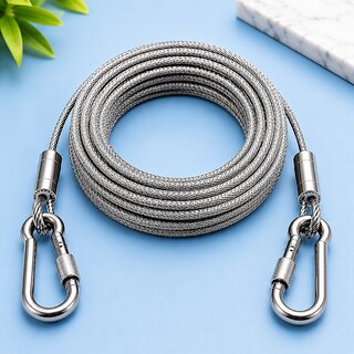Rust Proof 304 Steel Clothesline Wire with Wall Mount Hooks and Installation Fittings