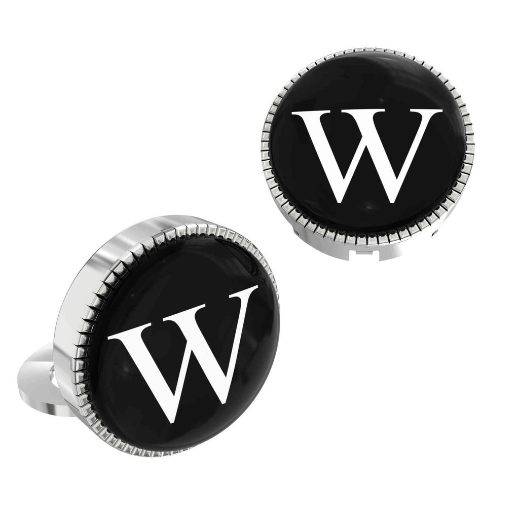 The Smart Buttons - Shirt Button Cover Cufflinks for Men - Personalized Initials - W view 2
