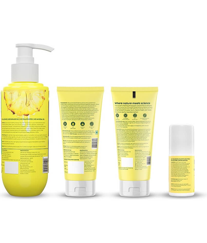 The Plant Fix Plix Pineapple Brightening & Lightening Kit with Scrub, Cream, Roll on & Body wash (4 Items in the set) view 2