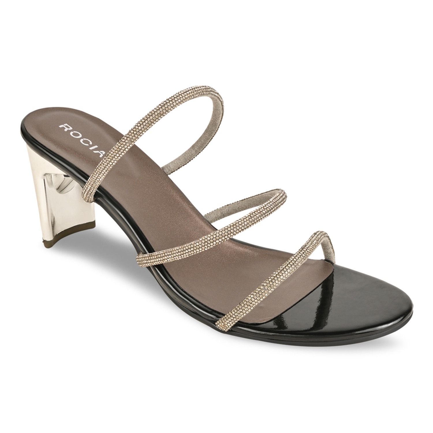 Gun Metal Women Diamante Strap Sandals view 2