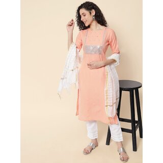 SVB Peach Embroideried Kurta Set view 2