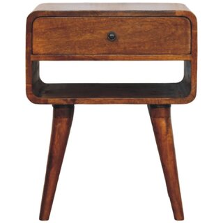 Avora Chestnut Nightstand with Drawer and open slot view 2