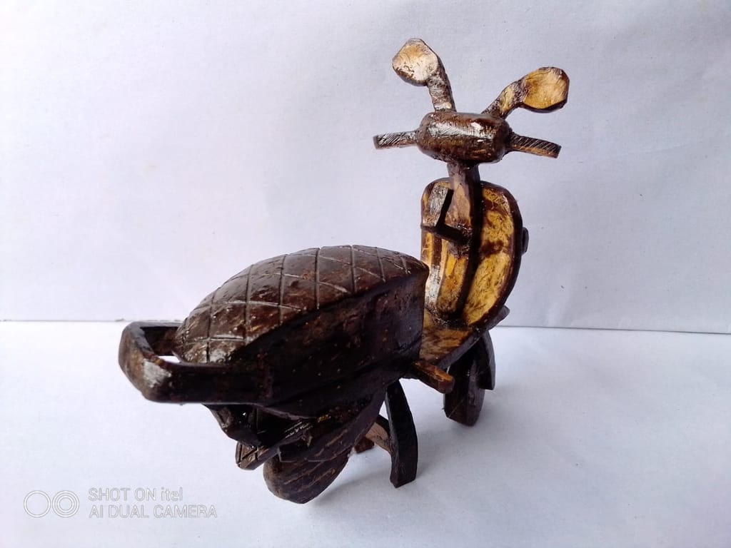 Wooden toy motor bike view 2