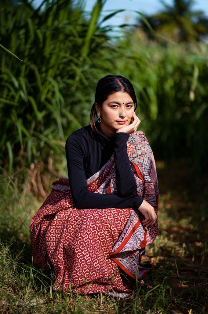 Kaisori Nandana - Leher Bagh handblockprinted cotton saree view 2