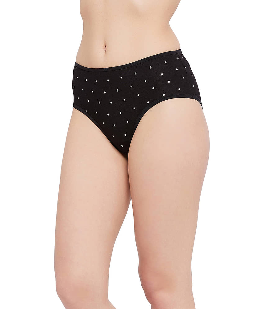 Clovia Cotton Printed Women's Hipster ( Black ) Hipster view 2
