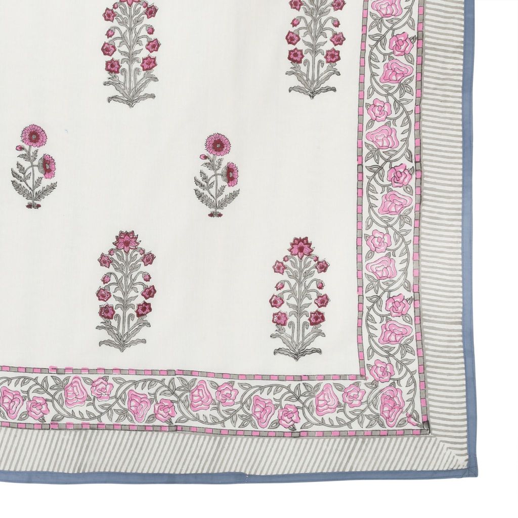 Cotton Blanket - Single Dohar ( 60 x 90 Inches) Pink Grey Plant view 2