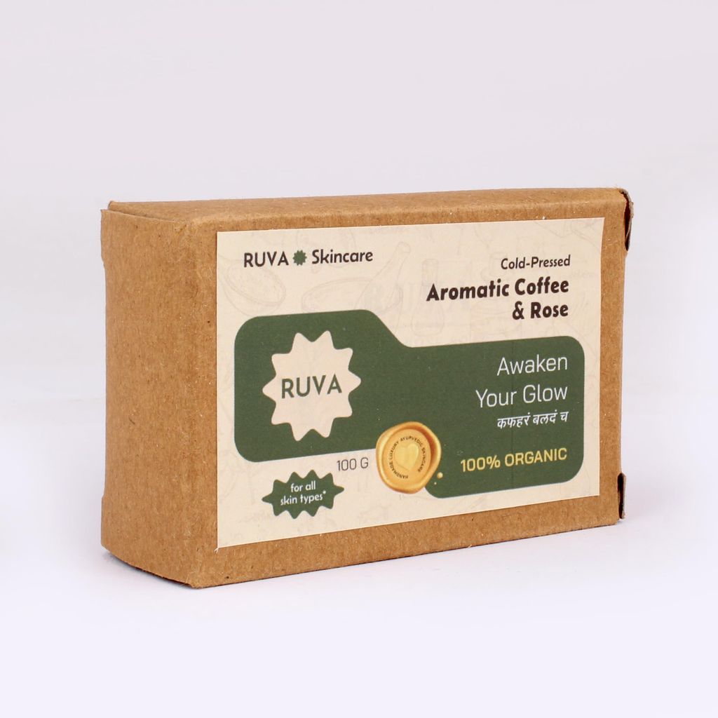RUVA Handmade Aromatic Coffee & Rose Cold-Pressed Ayurvedic Soap Bar | Skin Revival & Gentle Polish, Ancient Beauty Rituals | Velvety Lather, Face Safe | Natural Skincare for All Skin Types view 2