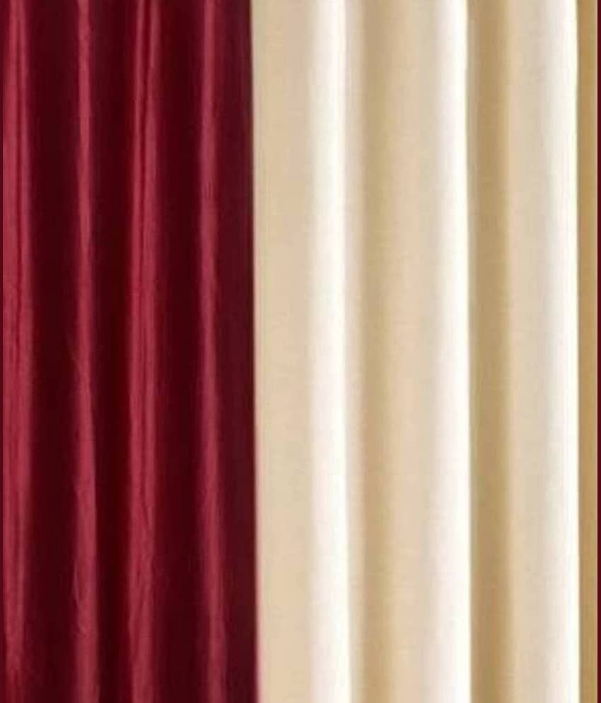 N2C Home Solid Semi-Transparent Eyelet Curtain 9 ft ( Pack of 3 ) - Multicolor view 2