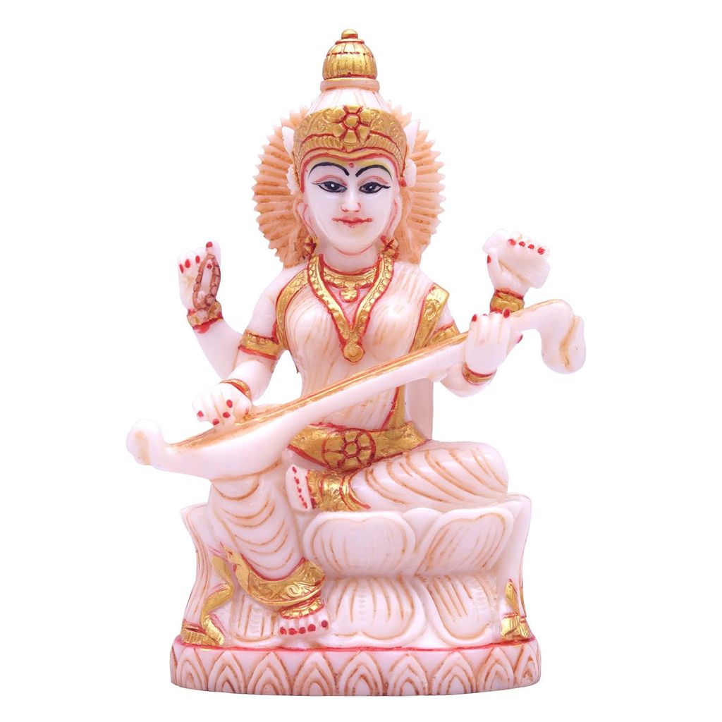 Craftlayout Marble Dust Saraswati Idol 5.5 Inch view 2