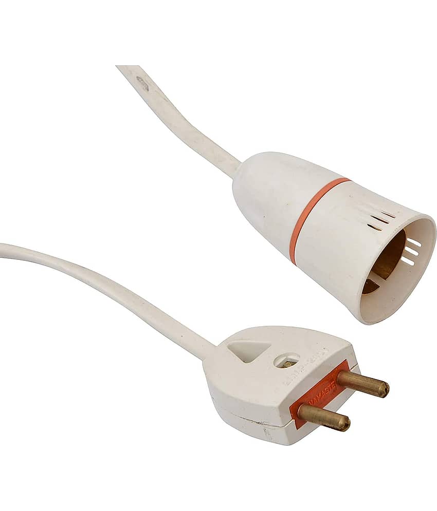 HIRU Bulb Holder Hanging 2 Meter Flexible Wire with 2 Pin Plug (White, Pack of 1) view 2