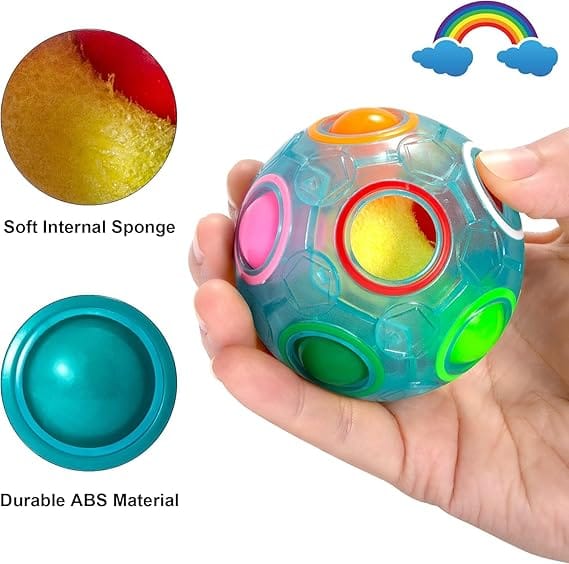 Magic Rainbow Puzzle Ball- Fidget Ball Puzzle Game- Brain Teaser Toy for Boys & Girls Age 3 and Up- Birthday Party Christmas Easter Gift Stocking Stuffers Toy for Kids Teens Adults view 2