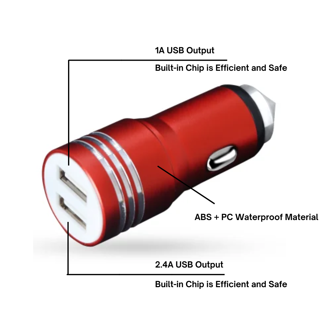 Champion Dual Port USB Metallic Fast Car Charger 2.4A For All Android And Apple Phones view 2